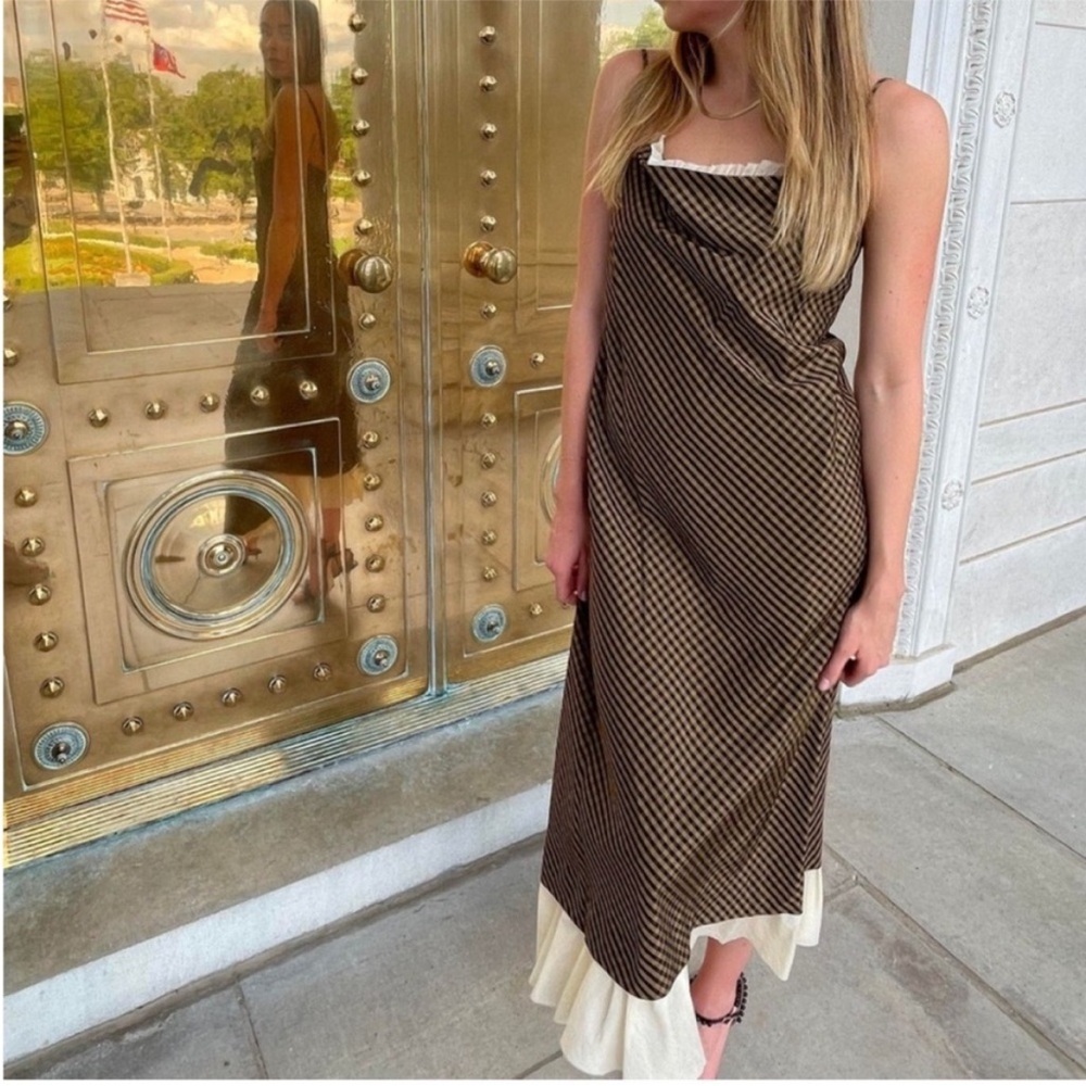 NWT Antonio Melani x Courtney Grow Bond Gingham Sleeveless Ruffle Trim Hem